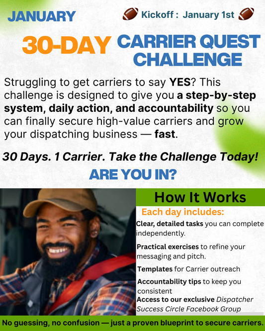 30- Day Carrier Quest Challenge + Premium Carrier Acquisition Script Packet (February)
