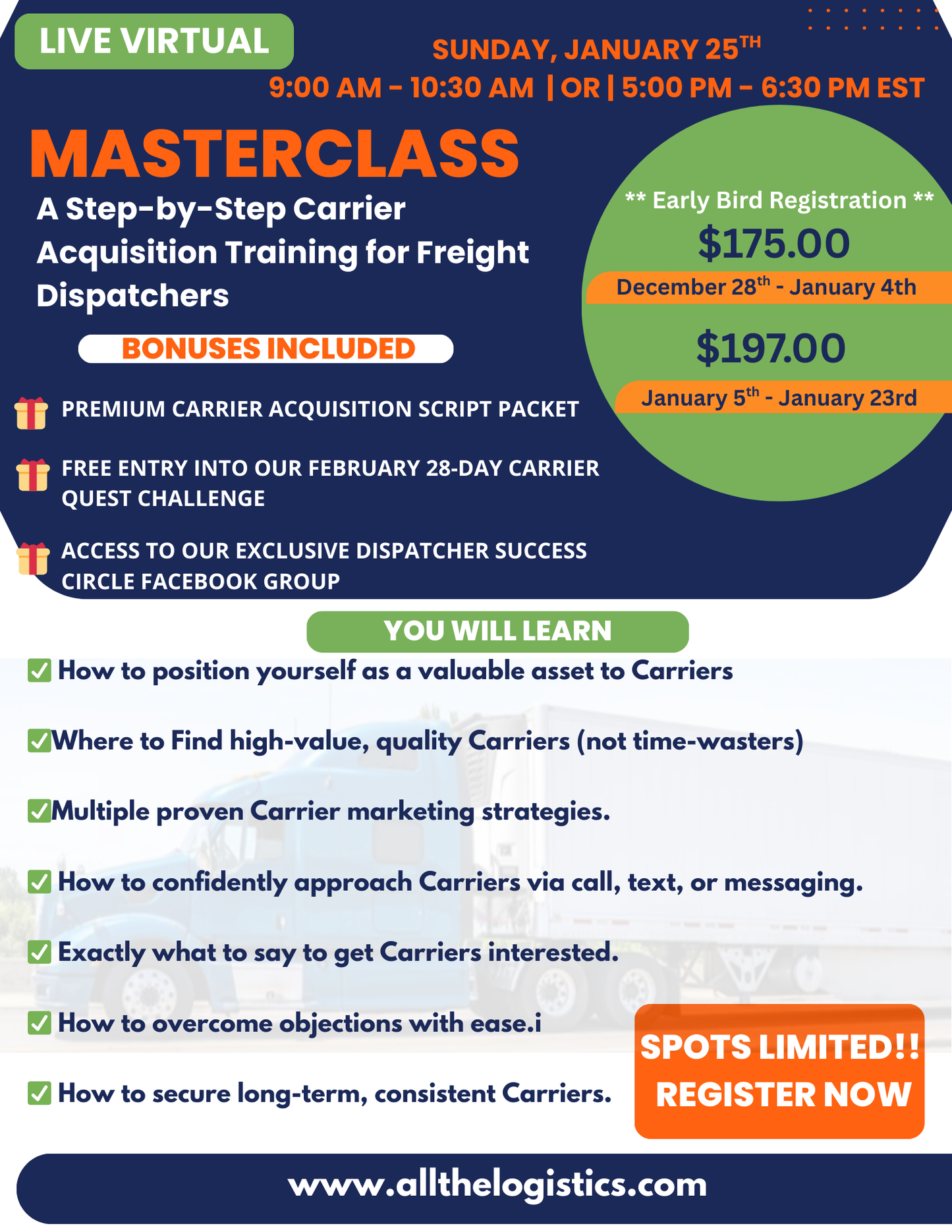 Live Virtual Carrier Acquisition Masterclass